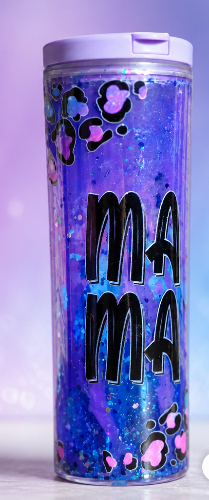 Premade Acrylic Snow Globe Flip Top Tumbler 24oz
